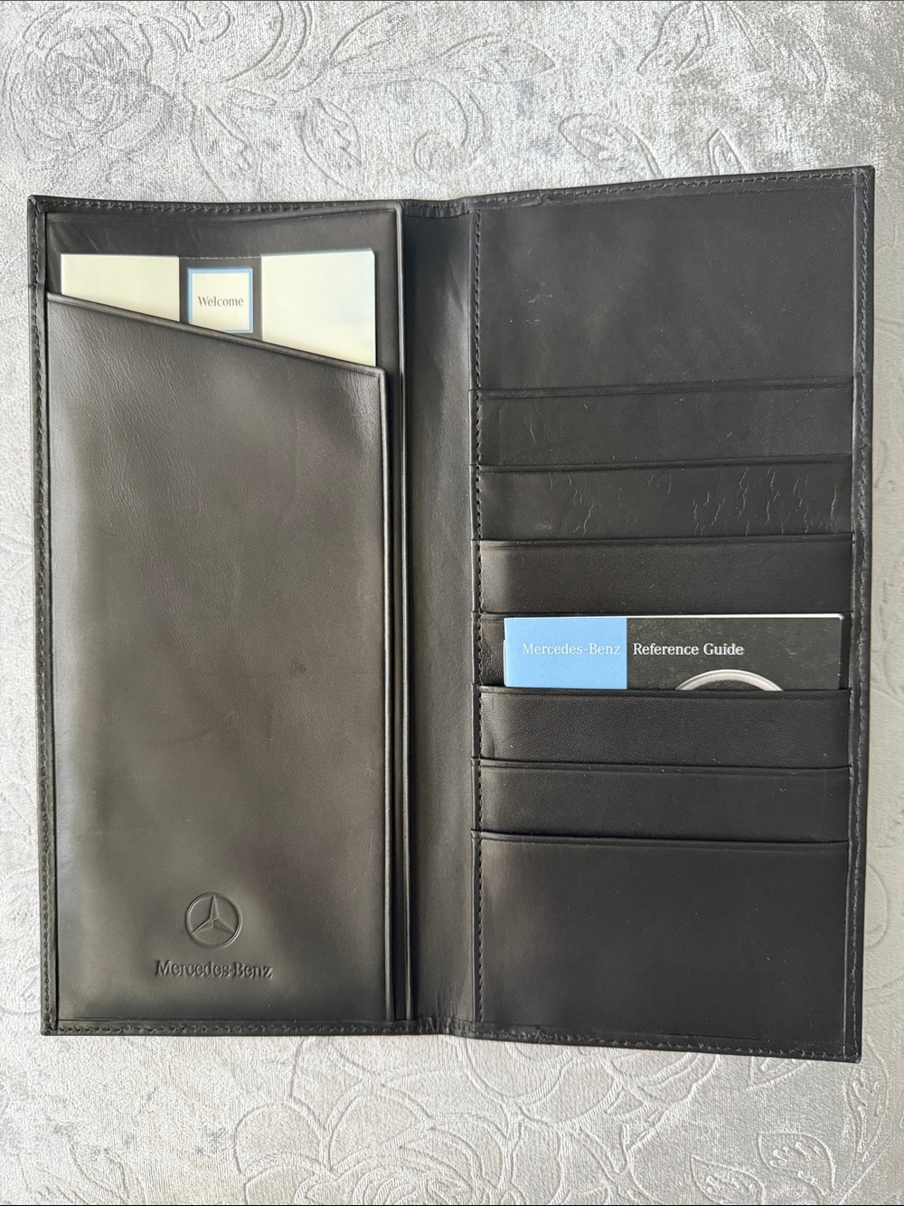 Mercedes-Benz Black Leather Long Wallet Bifold Checkbook Card Holder